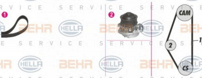 HELLA 8mp376800831 -  Водяной насос + комплект зубчатого ремня