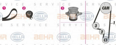 HELLA 8mp376800841 -  Водяной насос + комплект зубчатого ремня
