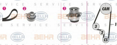 HELLA 8mp376800891 -  Водяной насос + комплект зубчатого ремня