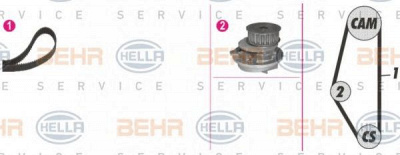 HELLA 8mp376801851 -  Водяной насос + комплект зубчатого ремня