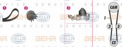 HELLA 8mp376802851 -  Водяной насос + комплект зубчатого ремня