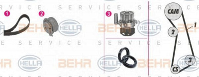 HELLA 8mp376803801 -  Водяной насос + комплект зубчатого ремня