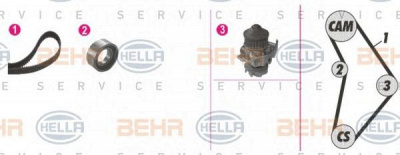 HELLA 8mp376803821 -  Водяной насос + комплект зубчатого ремня