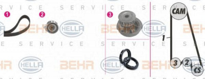 HELLA 8mp376803841 -  Водяной насос + комплект зубчатого ремня