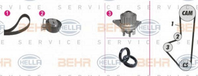 HELLA 8mp376803891 -  Водяной насос + комплект зубчатого ремня