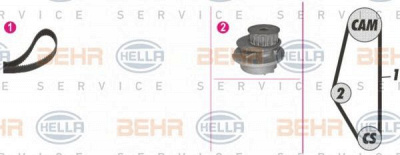 HELLA 8mp376804831 -  Водяной насос + комплект зубчатого ремня