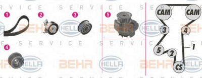 HELLA 8mp376804861 -  Водяной насос + комплект зубчатого ремня