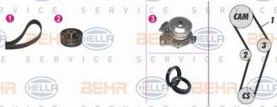 HELLA 8mp376807841 -  Водяной насос + комплект зубчатого ремня