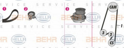 HELLA 8mp376807881 -  Водяной насос + комплект зубчатого ремня