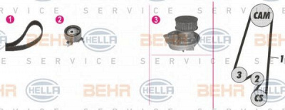 HELLA 8mp376807891 -  Водяной насос + комплект зубчатого ремня