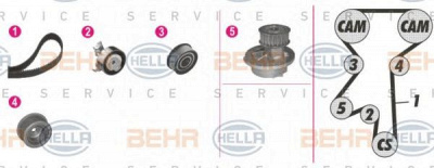 HELLA 8mp376809841 -  Водяной насос + комплект зубчатого ремня
