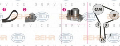 HELLA 8mp376810871 -  Водяной насос + комплект зубчатого ремня