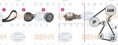 HELLA 8mp376811861 -  Водяной насос + комплект зубчатого ремня