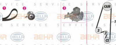 HELLA 8mp376811891 -  Водяной насос + комплект зубчатого ремня