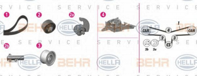 HELLA 8mp376812841 -  Водяной насос + комплект зубчатого ремня