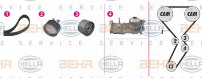 HELLA 8mp376814801 -  Водяной насос + комплект зубчатого ремня