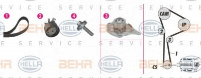 HELLA 8mp376814831 -  Водяной насос + комплект зубчатого ремня
