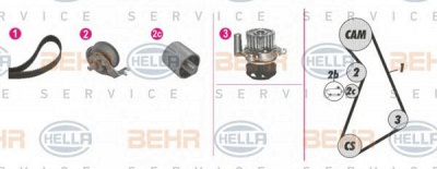 HELLA 8mp376814861 -  Водяной насос + комплект зубчатого ремня