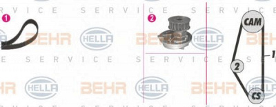HELLA 8mp376815801 -  Водяной насос + комплект зубчатого ремня