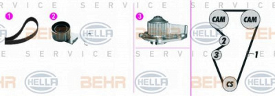 HELLA 8mp376815861 -  Водяной насос + комплект зубчатого ремня