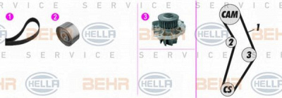 HELLA 8mp376817801 -  Водяной насос + комплект зубчатого ремня