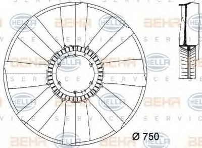 HELLA 8mv376733081 -  Крыльчатка вентилятора, охлаждение двигателя