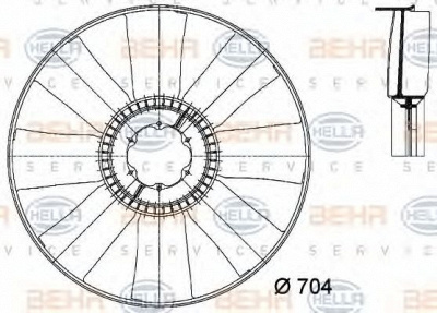 HELLA 8mv376733131 -  Крыльчатка вентилятора, охлаждение двигателя