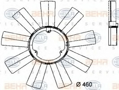 HELLA 8mv376733171 -  Крыльчатка вентилятора, охлаждение двигателя