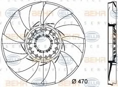 HELLA 8mv376733241 -  Крыльчатка вентилятора, охлаждение двигателя