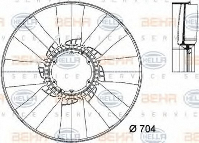 HELLA 8mv376733251 -  Крыльчатка вентилятора, охлаждение двигателя