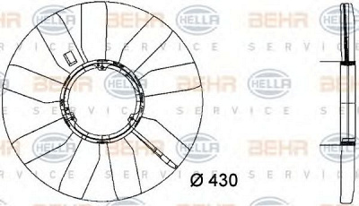 HELLA 8mv376733281 -  Крыльчатка вентилятора, охлаждение двигателя