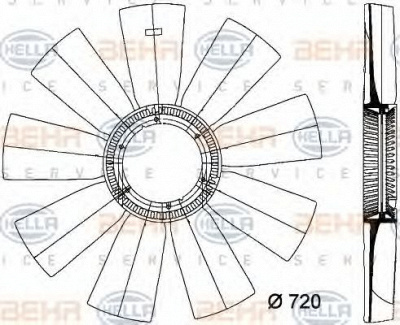 HELLA 8mv376733291 -  Крыльчатка вентилятора, охлаждение двигателя