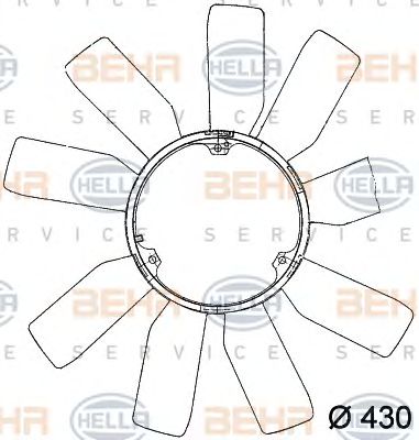 HELLA 8mv376741181 -  Крыльчатка вентилятора, охлаждение двигателя