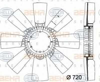 HELLA 8mv376757421 -  Крыльчатка вентилятора, охлаждение двигателя