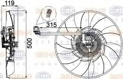 HELLA 8mv376757521 -  Вентилятор, охлаждение двигателя