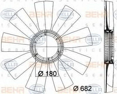 HELLA 8mv376757771 -  Крыльчатка вентилятора, охлаждение двигателя