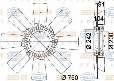 HELLA 8mv376758231 -  Крыльчатка вентилятора, охлаждение двигателя