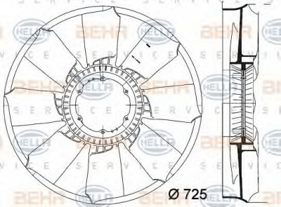 HELLA 8mv376758251 -  Крыльчатка вентилятора, охлаждение двигателя