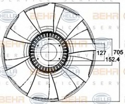 HELLA 8mv376758561 -  Крыльчатка вентилятора, охлаждение двигателя