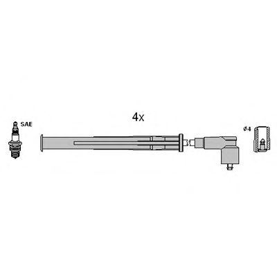 HITACHI 134956 -  Комплект проводов зажигания