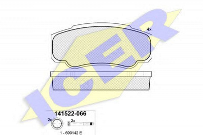 ICER 141524066 -  Комплект тормозных колодок, дисковый тормоз