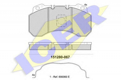 ICER 151280 -  Комплект тормозных колодок, дисковый тормоз
