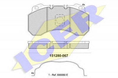 ICER 151280067 -  Комплект тормозных колодок, дисковый тормоз