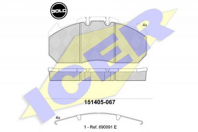 ICER 151405g -  Комплект тормозных колодок, дисковый тормоз
