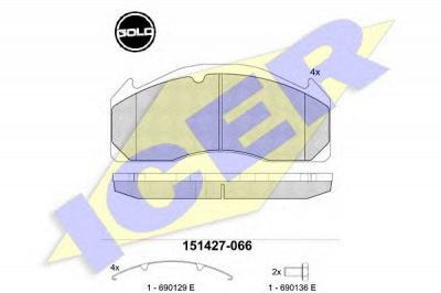 ICER 151427066 -  Комплект тормозных колодок, дисковый тормоз