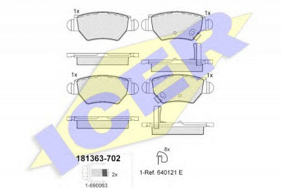 ICER 181363702 -  Комплект тормозных колодок, дисковый тормоз