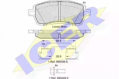 ICER 181881204 -  Комплект тормозных колодок, дисковый тормоз