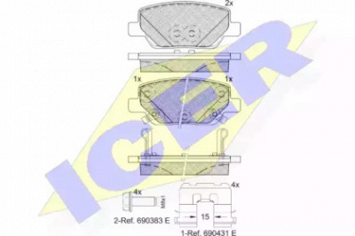 ICER 182269 -  Комплект тормозных колодок, дисковый тормоз
