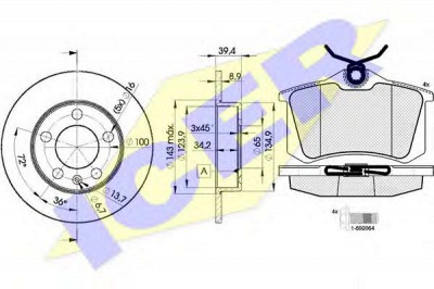 ICER 306975601 -  Комплект тормозов, дисковый тормозной механизм