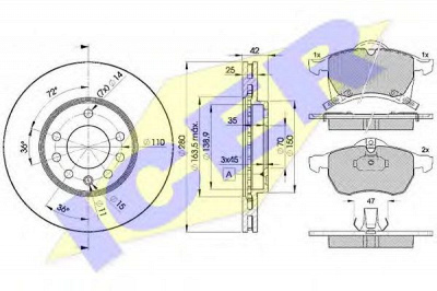 ICER 312489060 -  Комплект тормозов, дисковый тормозной механизм